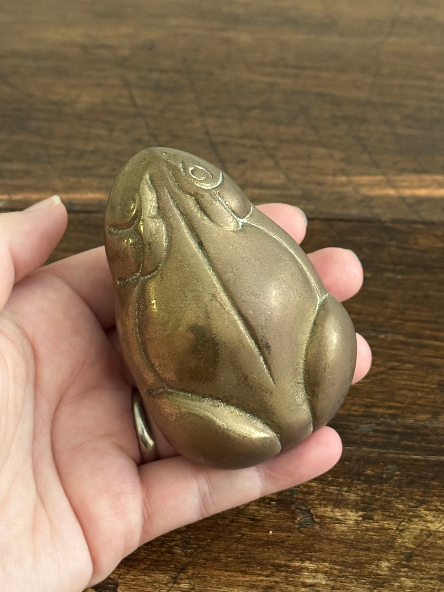 Chubby Brass Frog - Small Rounded Brass Frog Figurine