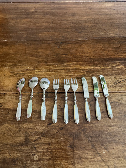 Mini Appetizer Cutlery - Spoon, Forks and Spreaders with Mother Of Pearl Handles