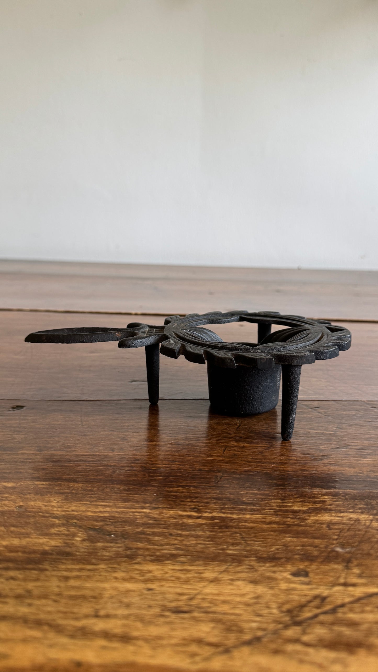 Vintage Cast Iron Trivet Warmer with Raised Feet and Tealight Candle Holder - Made in Japan