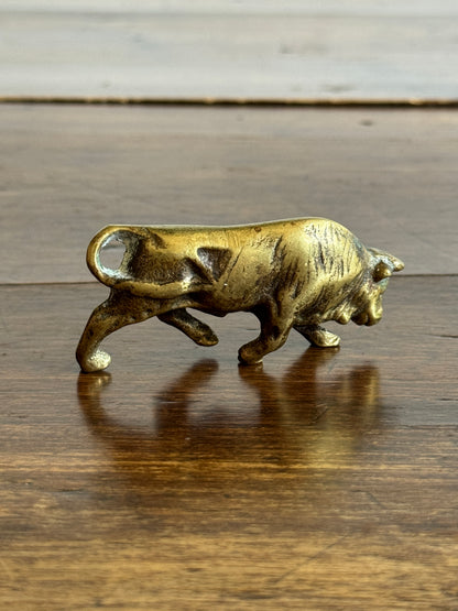 Small Vintage Brass Bull Figurine