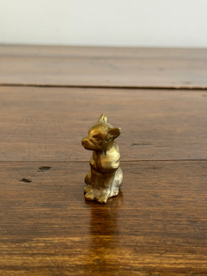 Miniature Brass Puppy Dog or Cub Figurine