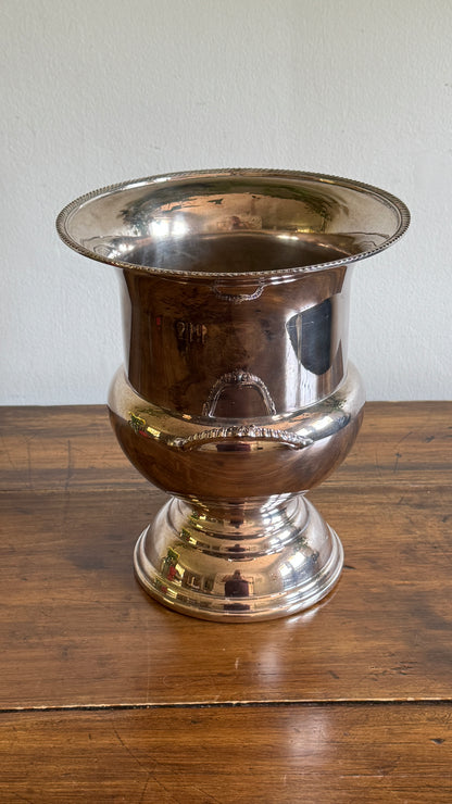 Vintage Silver Plated Champagne Ice Bucket with Double Handled and Fluted Design