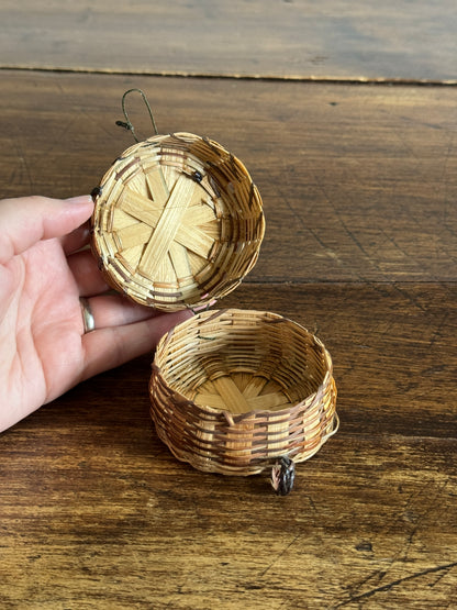 Small Lidded Storage Basket with Hinged Lid