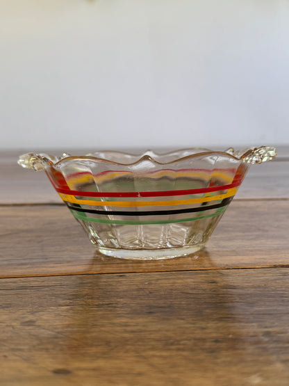 Vintage Clear Glass Striped Bowl - Anchor Hocking Banded Ring Bowl