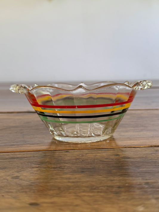 Vintage Clear Glass Striped Bowl - Anchor Hocking Banded Ring Bowl