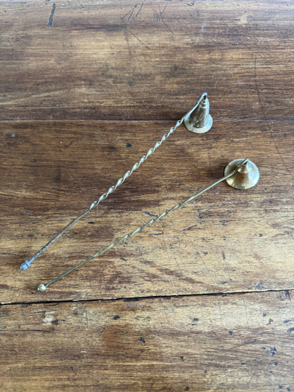 PICK ONE Vintage Brass Candle Snuffer - Etched Bell or Smooth Bell