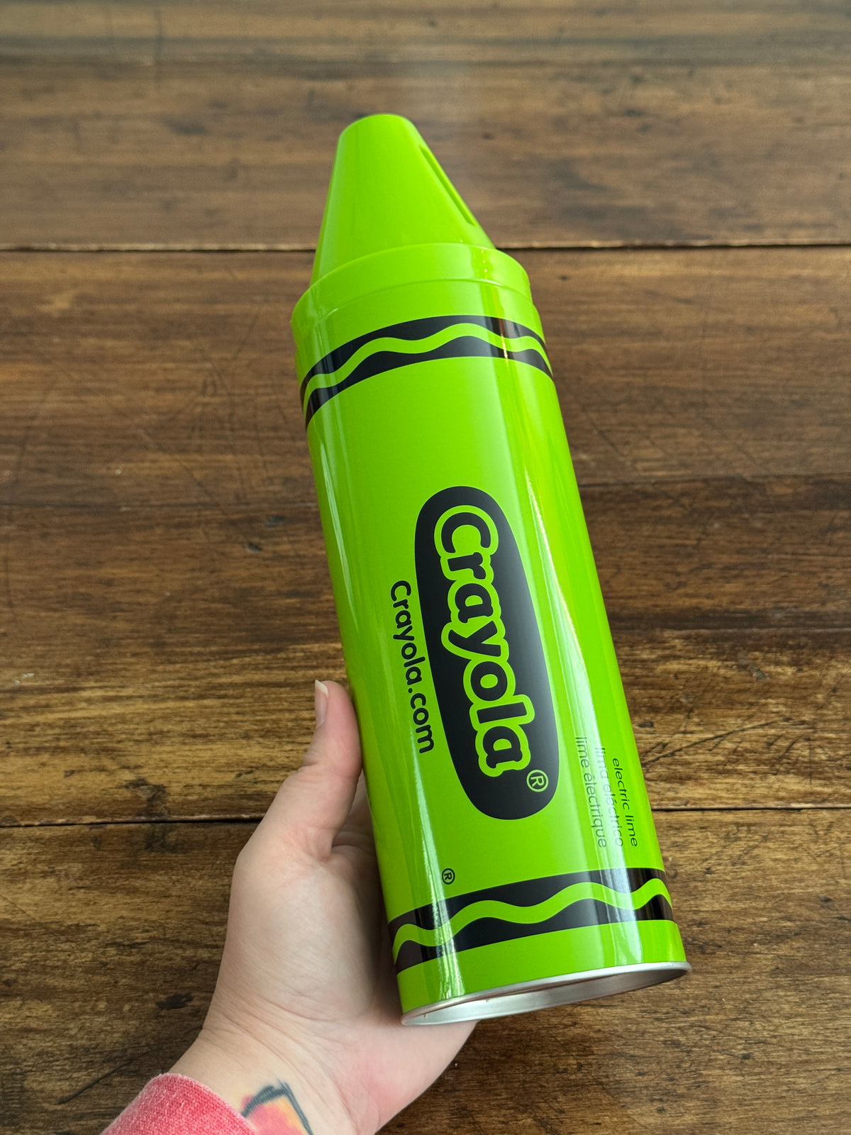 Modern Crayola Crayon Bank - Electric Lime Green Metal Base Plastic Top