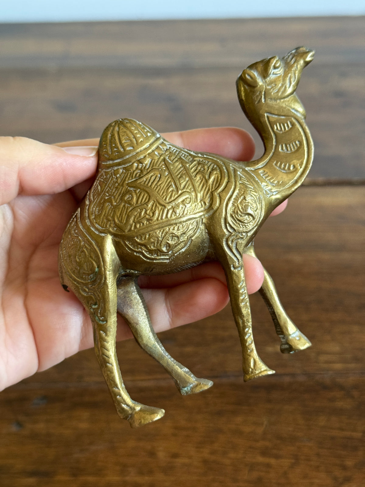 Vintage Brass Camel with Embossed Detailing