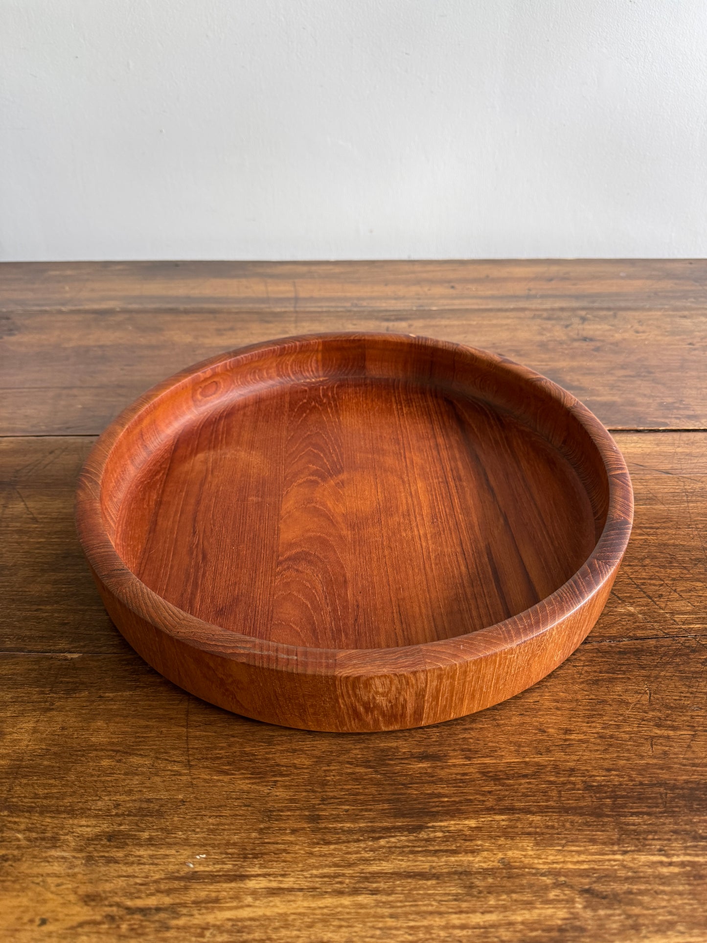 Large Round Dansk Wood Tray / Shallow Bowl - Made in Denmark