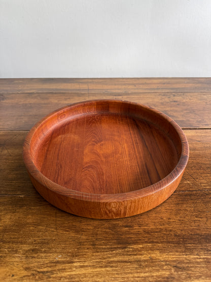 Large Round Dansk Wood Tray / Shallow Bowl - Made in Denmark