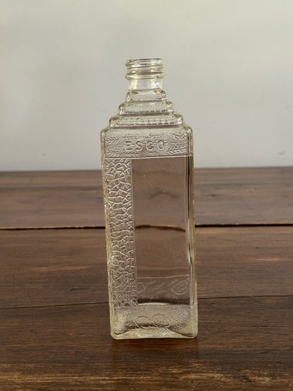 Vintage Clear Glass Embalming Bottle - Collectible Empty Bottle