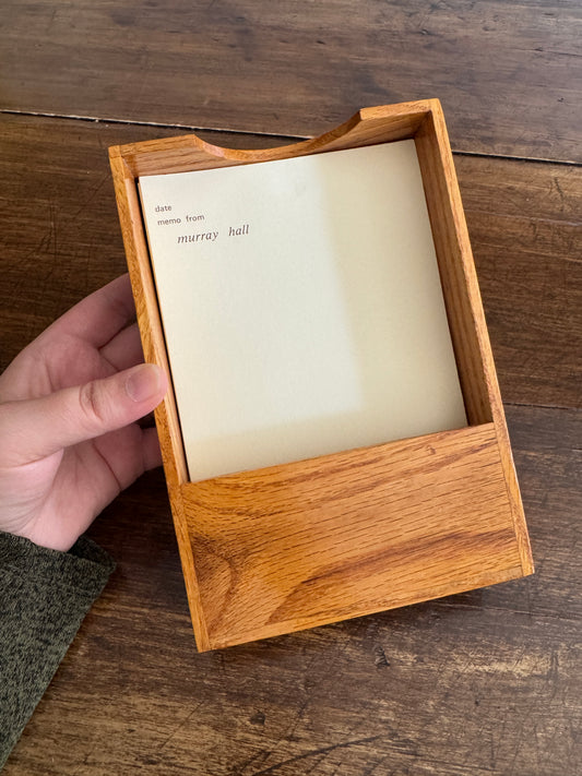Small Wood Note Tray with Papers from Murray Hall