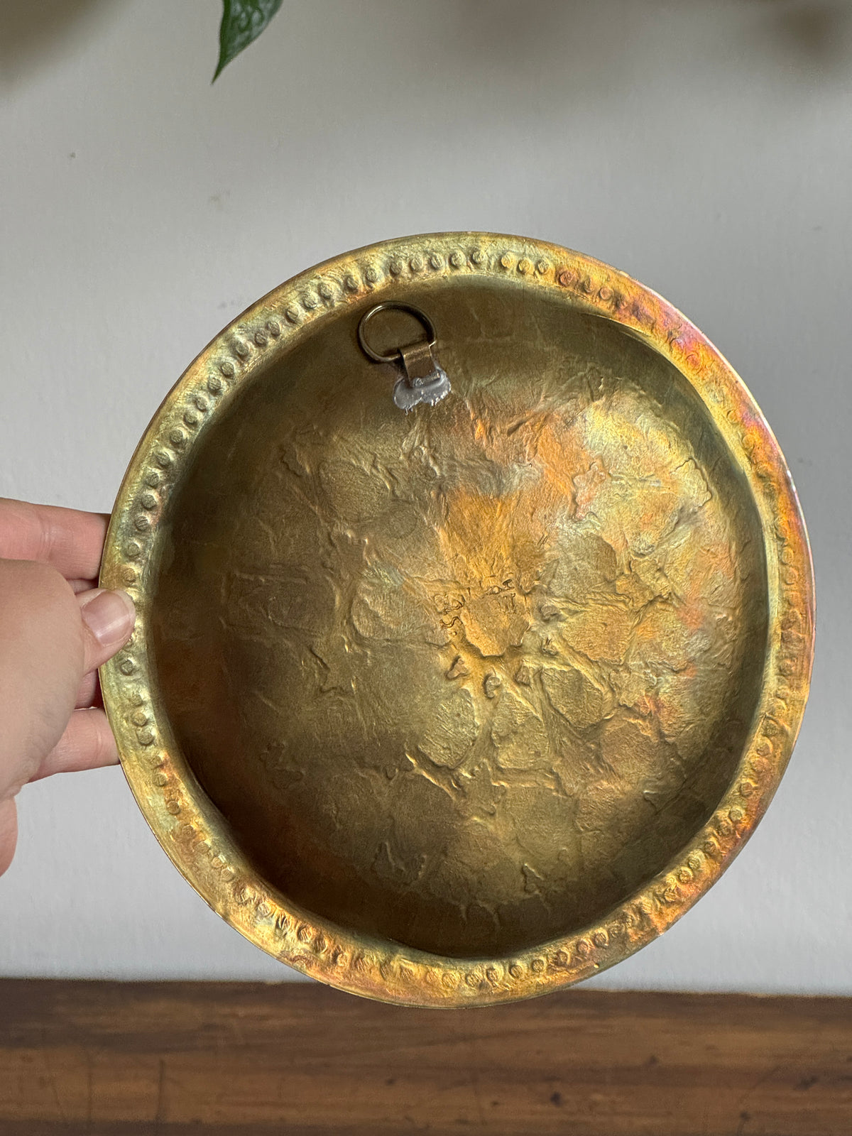 Vintage Hammered Brass Star Plate - Trinket Dish or Wall Hung Brass Tray