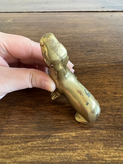 Vintage Small Brass Seal Figurine with Raised Head