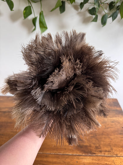 Vintage Real Feather Duster on Red Wood Handle