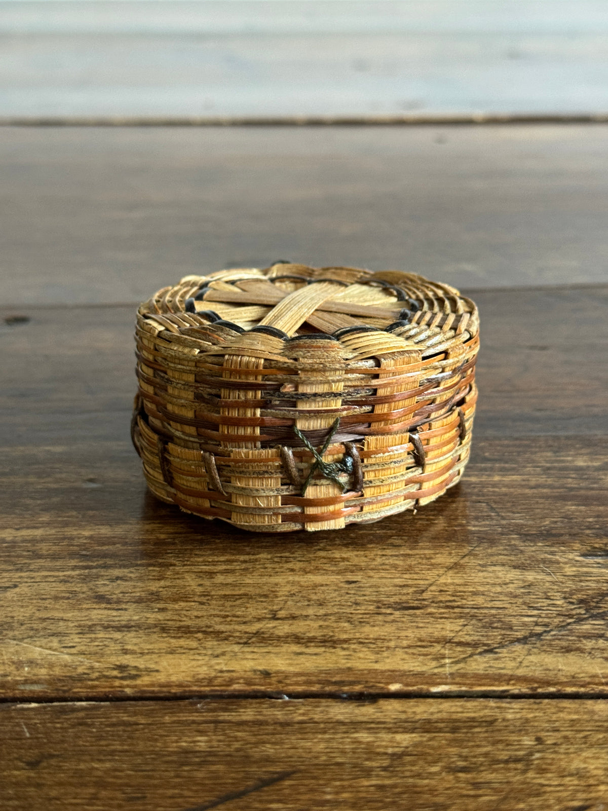 Small Lidded Storage Basket with Hinged Lid