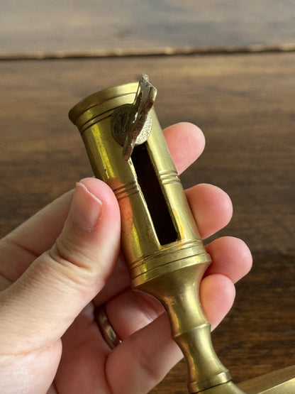 Vintage Brass Push Up Candleholder with Ornate Push Handle