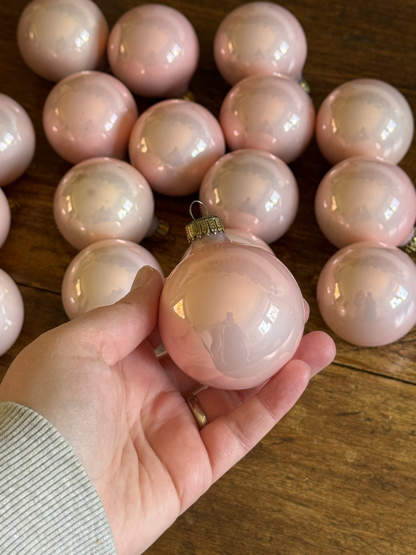 Vintage Pale Pink Glass Christmas Ornaments