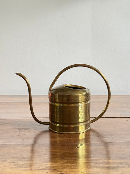Vintage Brass Watering Can with Looped Handle and Long Skinny Spout