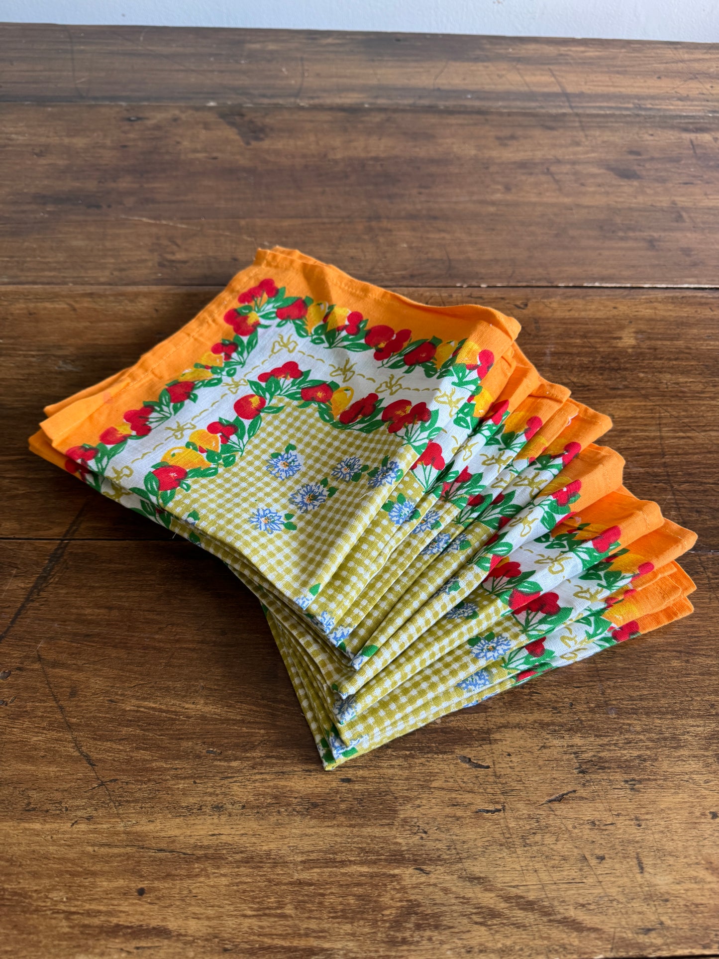 Colourful Fruit and Flowers Cloth Picnic Napkins - Set of 12