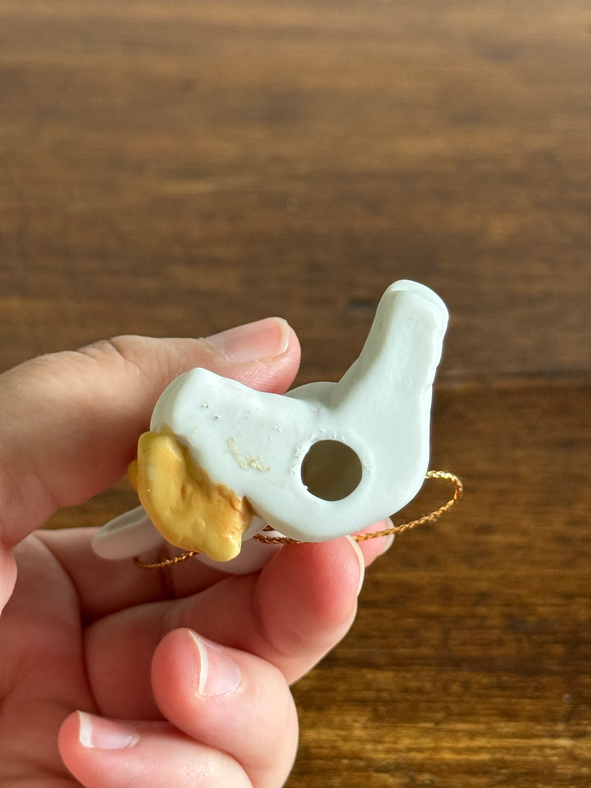 Vintage Ceramic Bunny Child with Bear Ornament