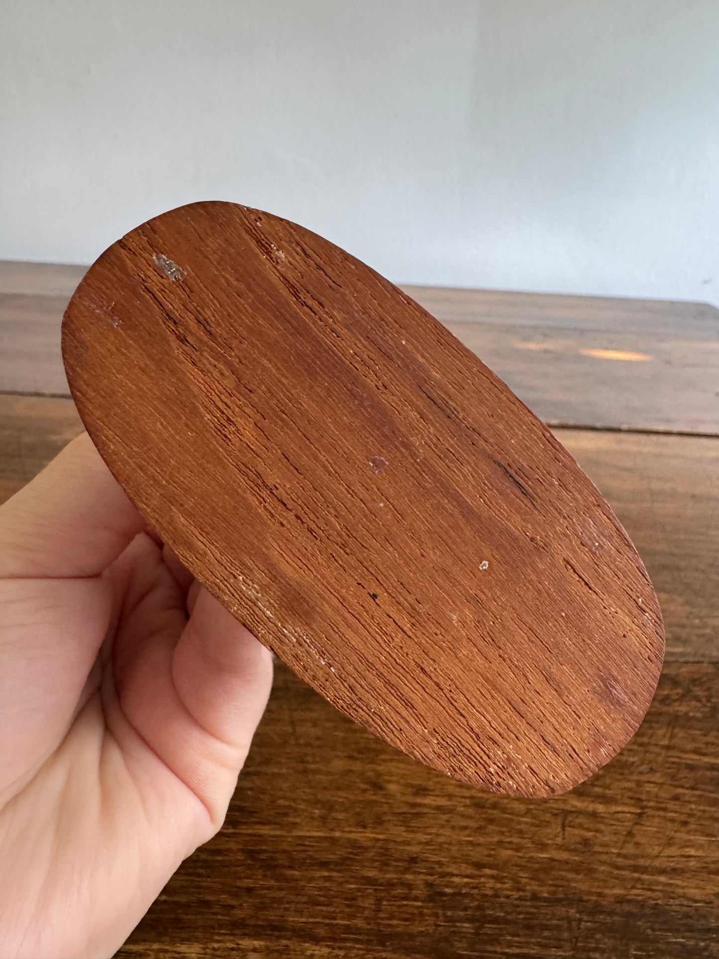Vintage Teak Mid Century Candle Holder for Skinny Tapers