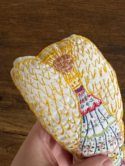 Vintage Hand Crafted Stitched Angel Plush Toy with Colourful Embroidery