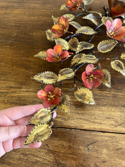 Vintage Brutalist Style Torch Artwork - Flower and Leaves with Fired Detailing