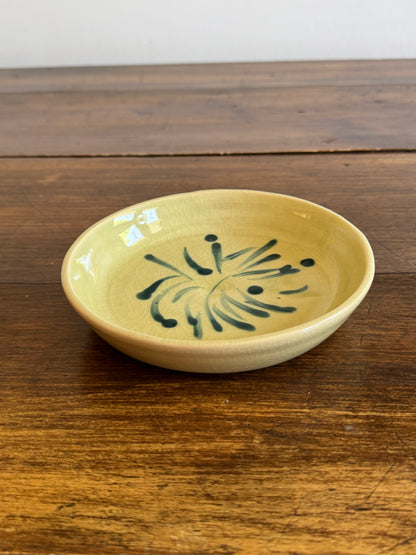 Green and Blue Firework Print Shallow Pottery Bowl