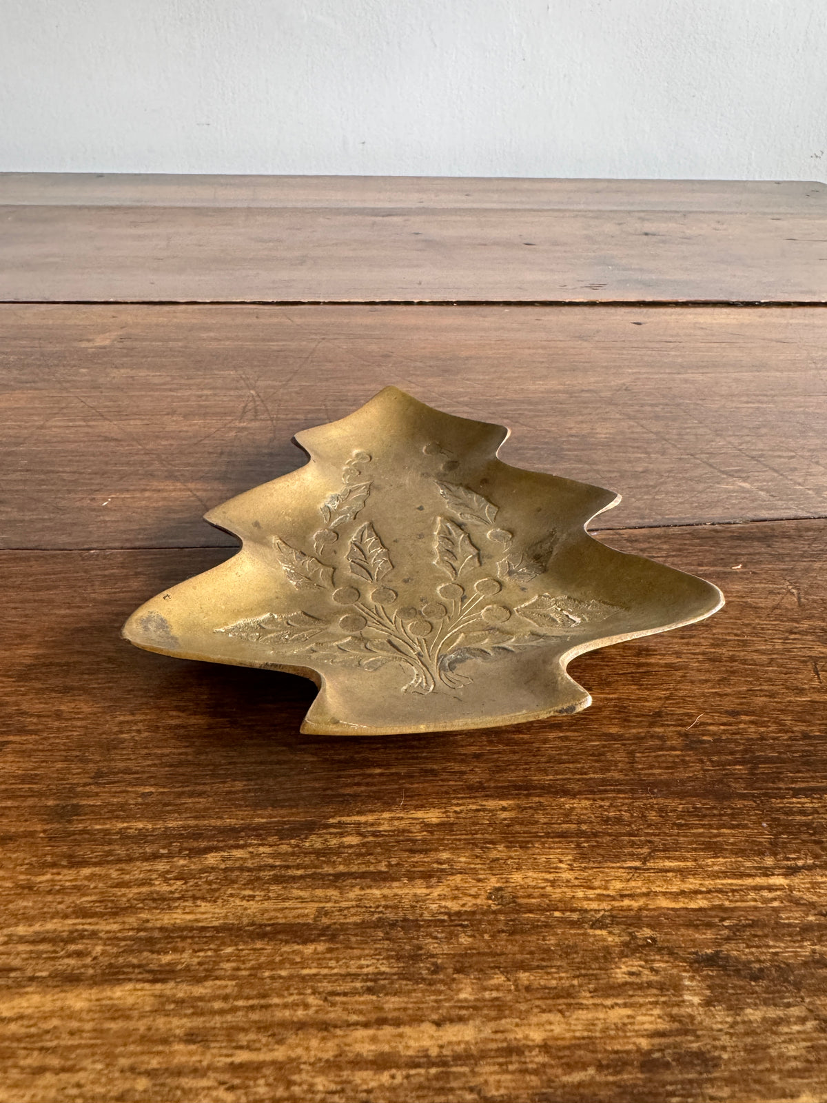 Brass Christmas Tree Tray- Small Brass Holiday Trinket Tray