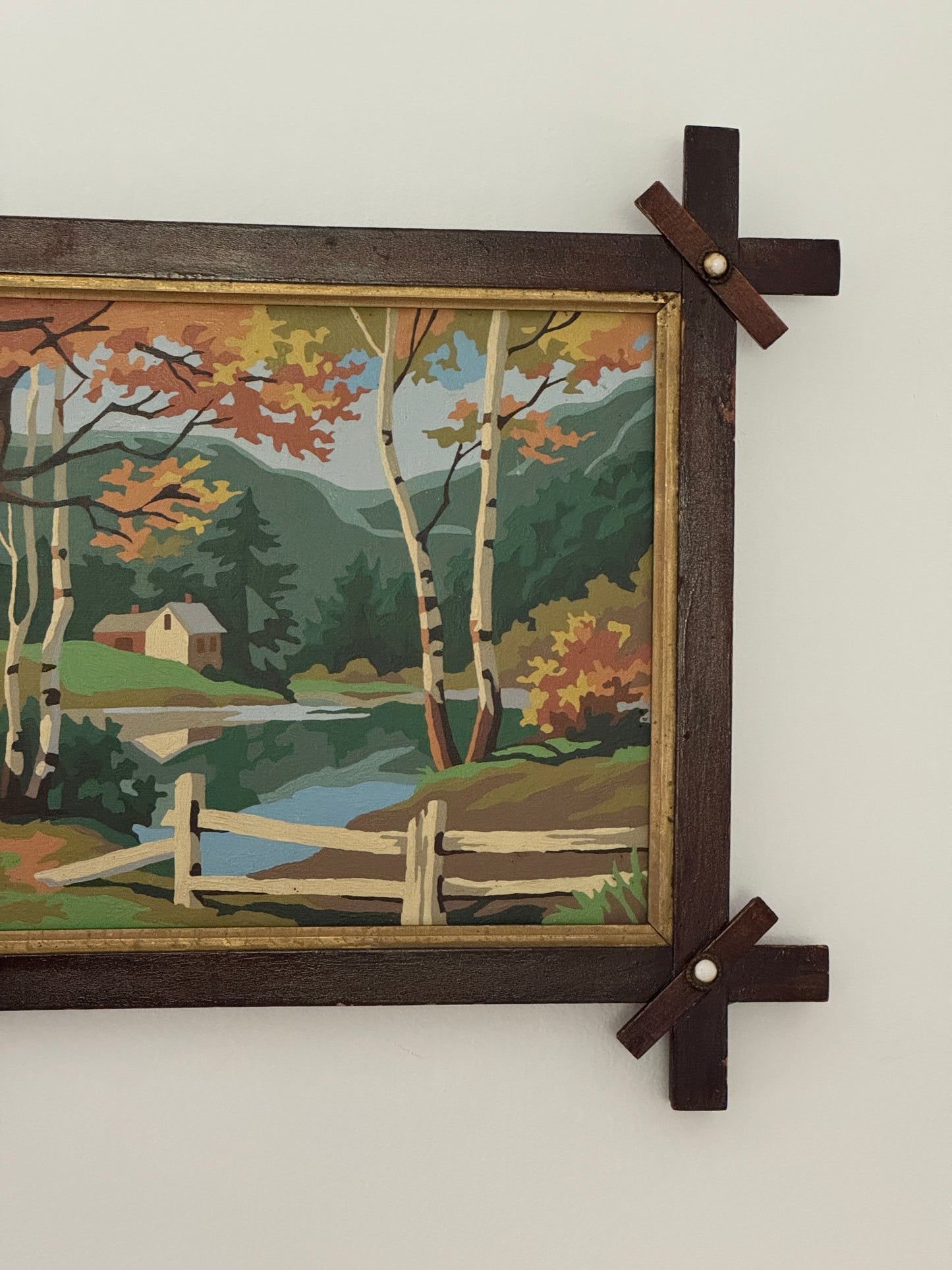 Vintage Scenic Paint By Number In Handmade Frame