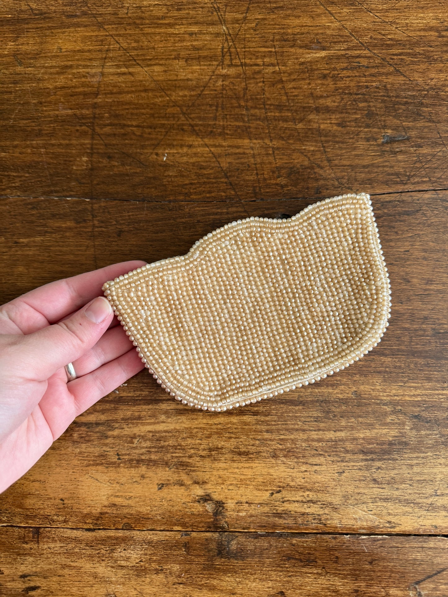 Small Vintage Beaded Hand Held Clutch Coin Purse with Zipper