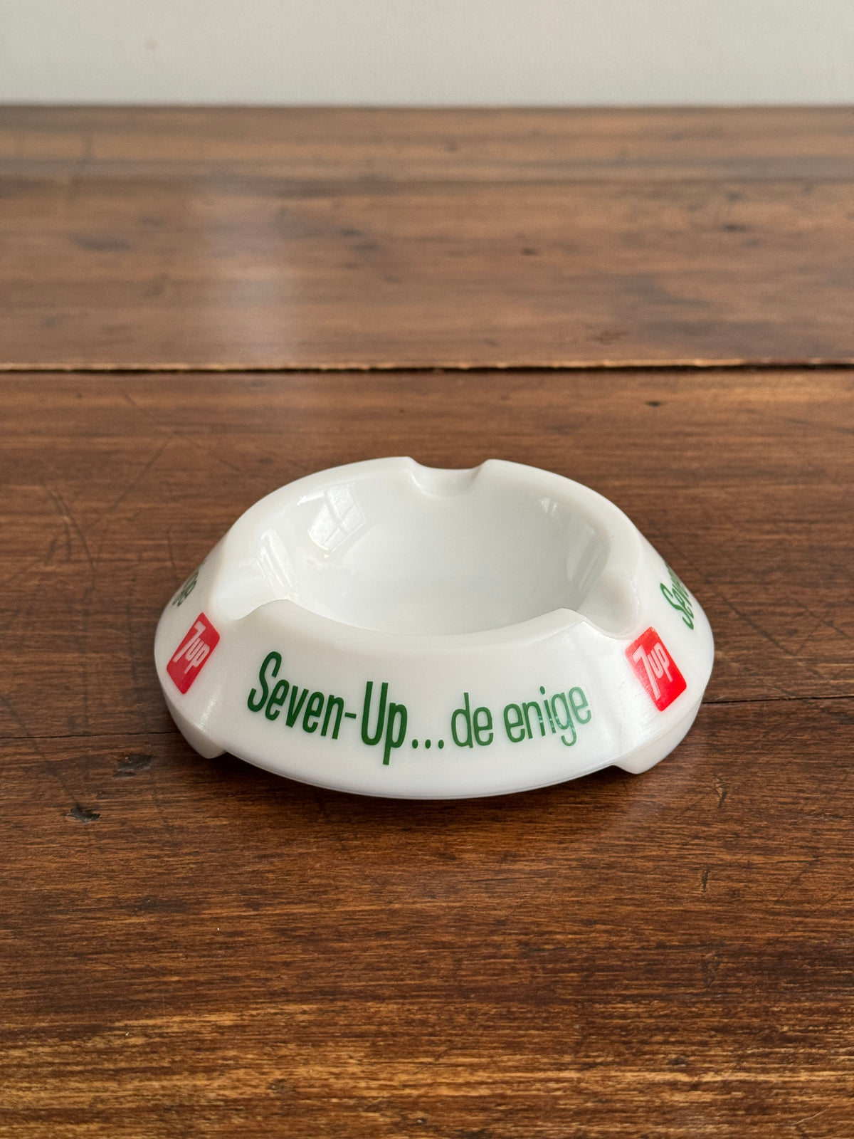 Vintage French Milk Glass 7-Up Ashtray by Opalex France