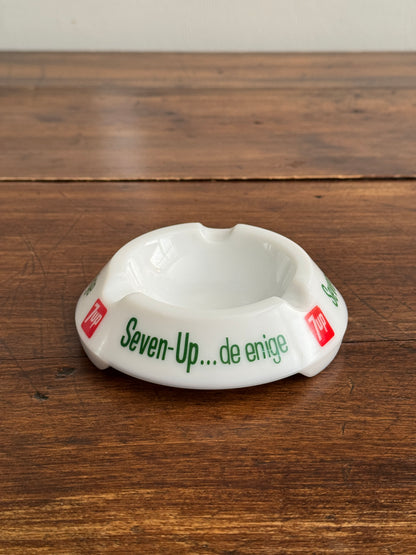 Vintage French Milk Glass 7-Up Ashtray by Opalex France