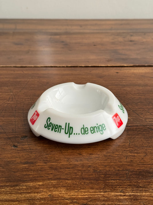 Vintage French Milk Glass 7-Up Ashtray by Opalex France