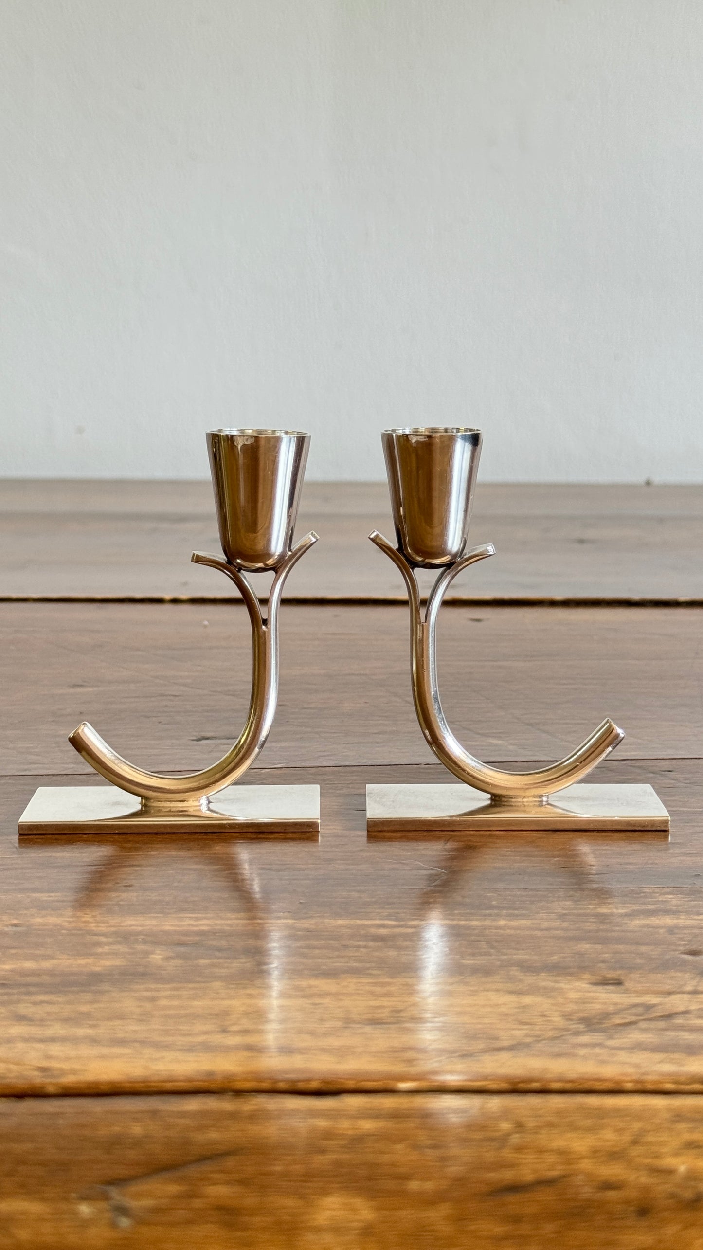 Vintage Silver Plated Candle Holder Pair - Made in Canada