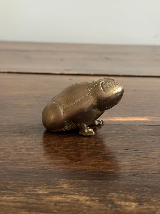 Chubby Brass Frog - Small Rounded Brass Frog Figurine