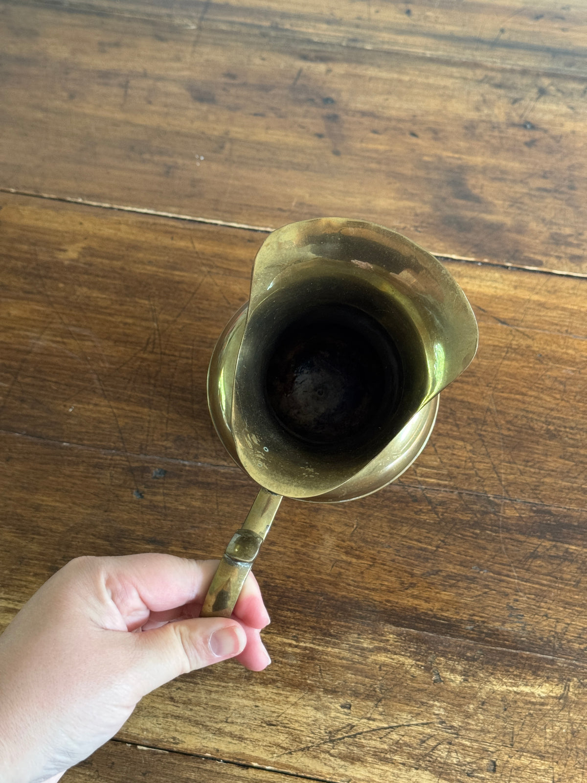 Vintage Large Brass Jug with Ornate Handle - Greek Style Brass Pitcher