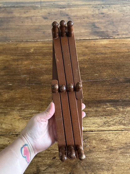 Vintage Expandable Brown Accordion Peg Rack