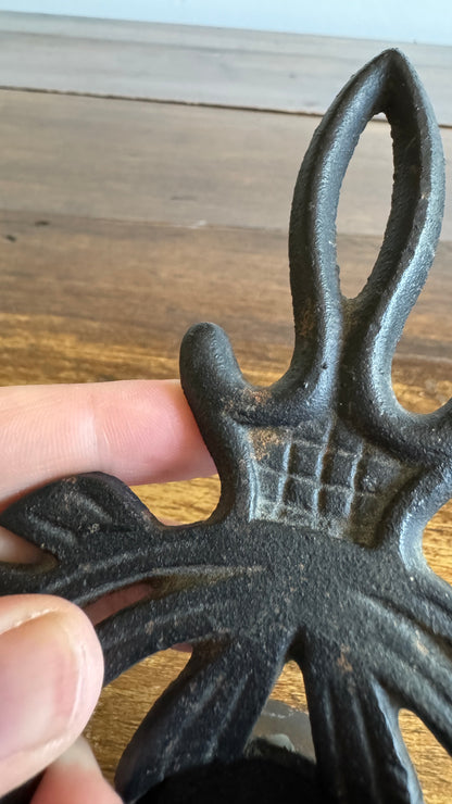Vintage Cast Iron Trivet Warmer with Raised Feet and Tealight Candle Holder - Made in Japan