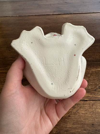 Vintage Ceramic Soap Holder Open Mouth Frog with Colourful Splatter Paint Design