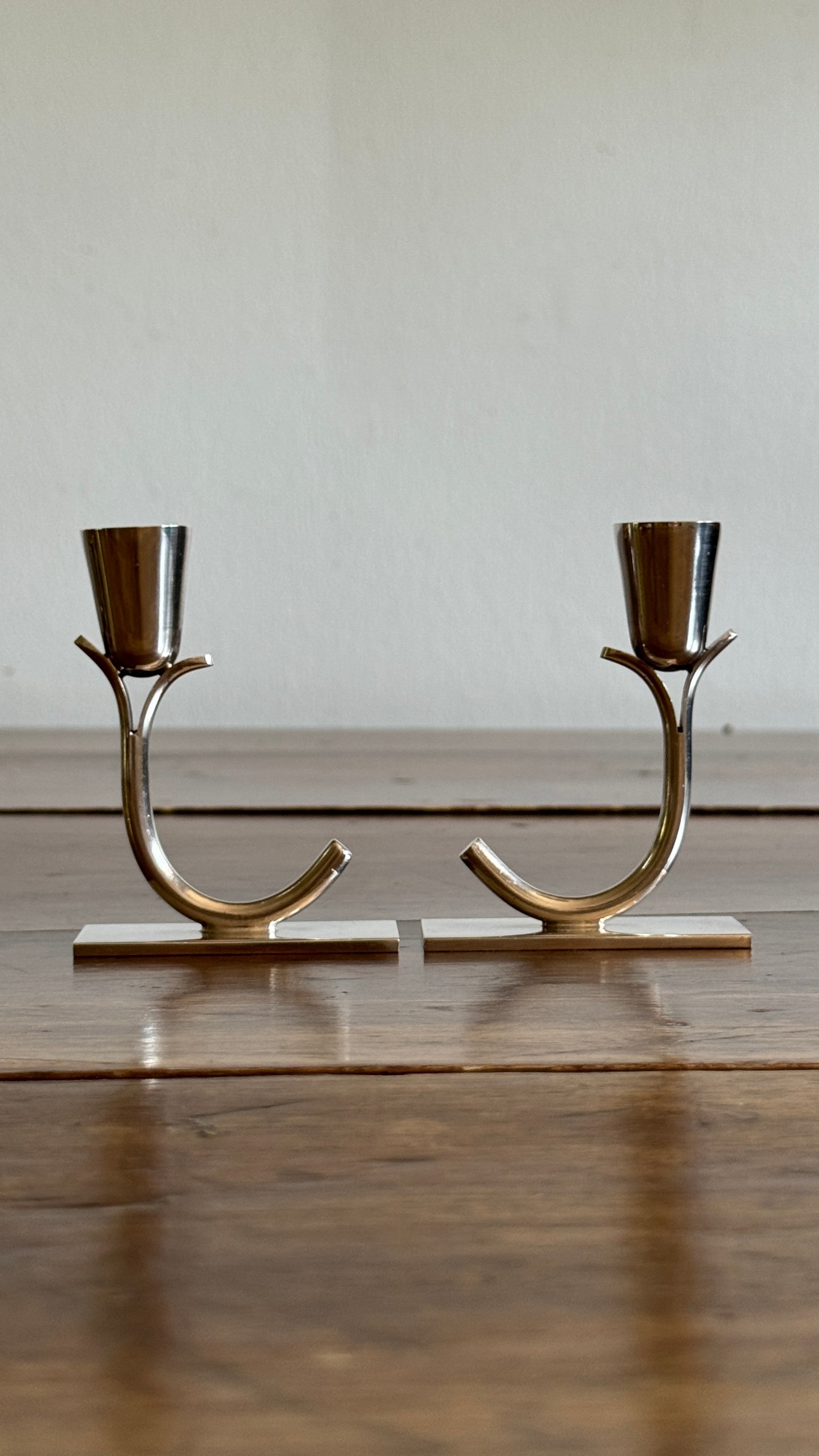 Vintage Silver Plated Candle Holder Pair - Made in Canada