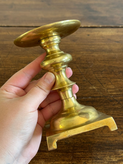 Vintage Brass Candle Pedestal Holder with Spike Platform