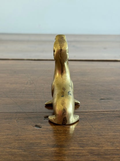 Vintage Small Brass Seal Figurine with Raised Head