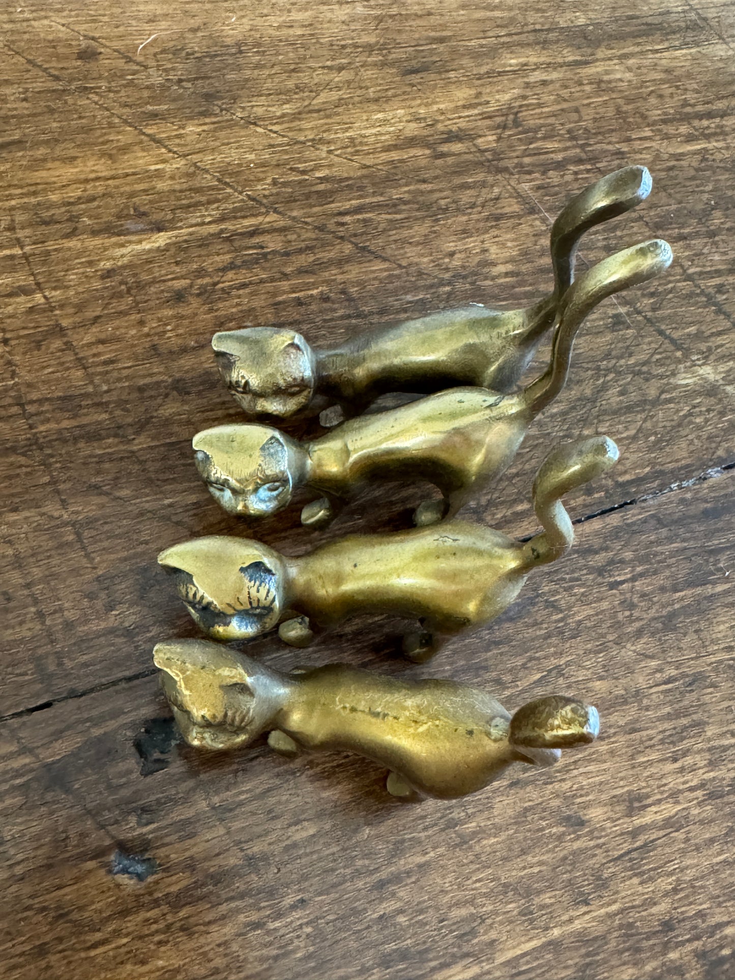 PICK ONE Vintage Brass Tail Up Cat Figurine - Cat Ring Holder