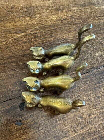 PICK ONE Vintage Brass Tail Up Cat Figurine - Cat Ring Holder