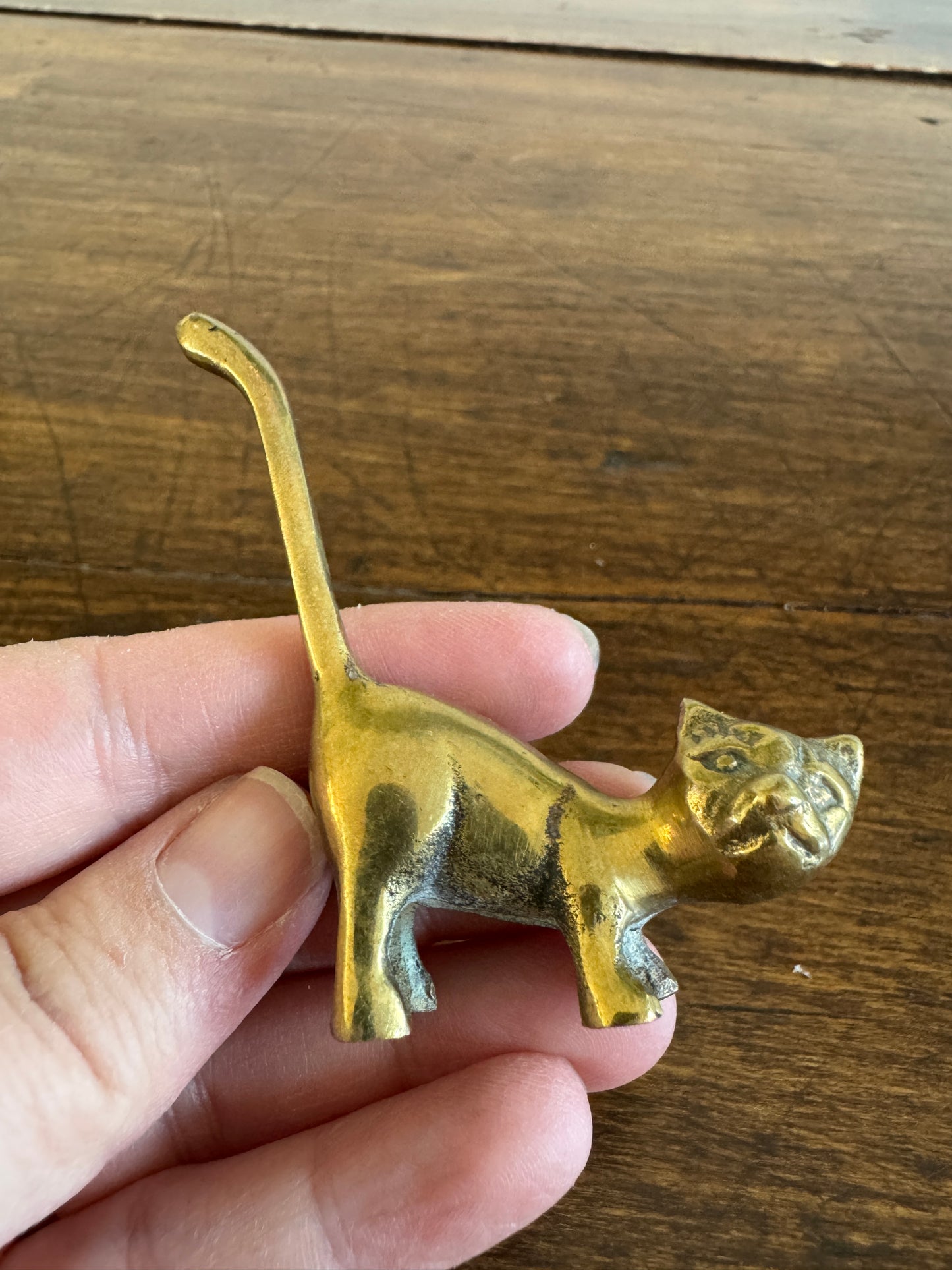 PICK ONE Vintage Brass Tail Up Cat Figurine - Cat Ring Holder