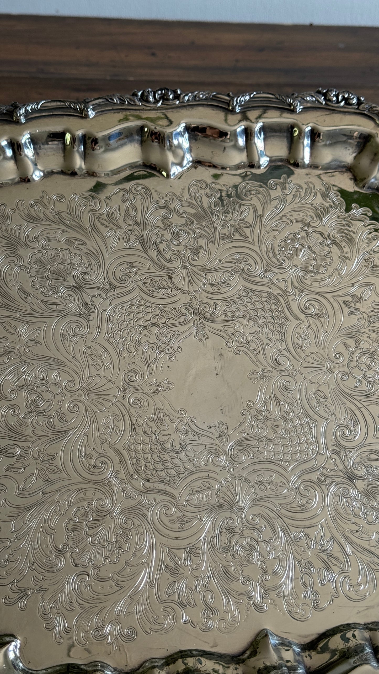 Large Square Silver Plated over Copper Serving Tray Old English Reproductions- Made in Canada