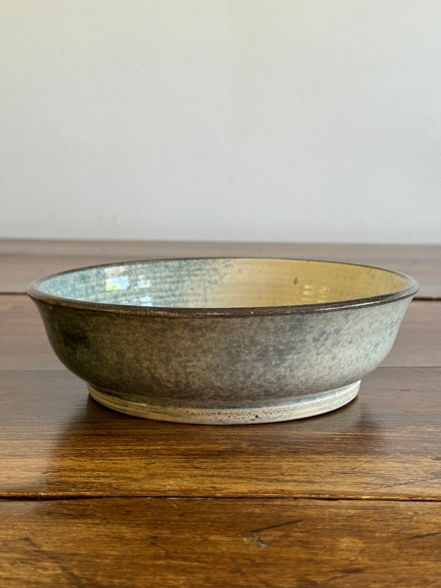 Vintage Blue and White Speckled Pottery Bowl