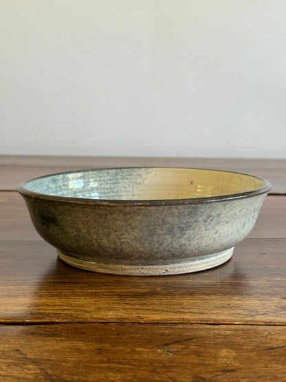 Vintage Blue and White Speckled Pottery Bowl